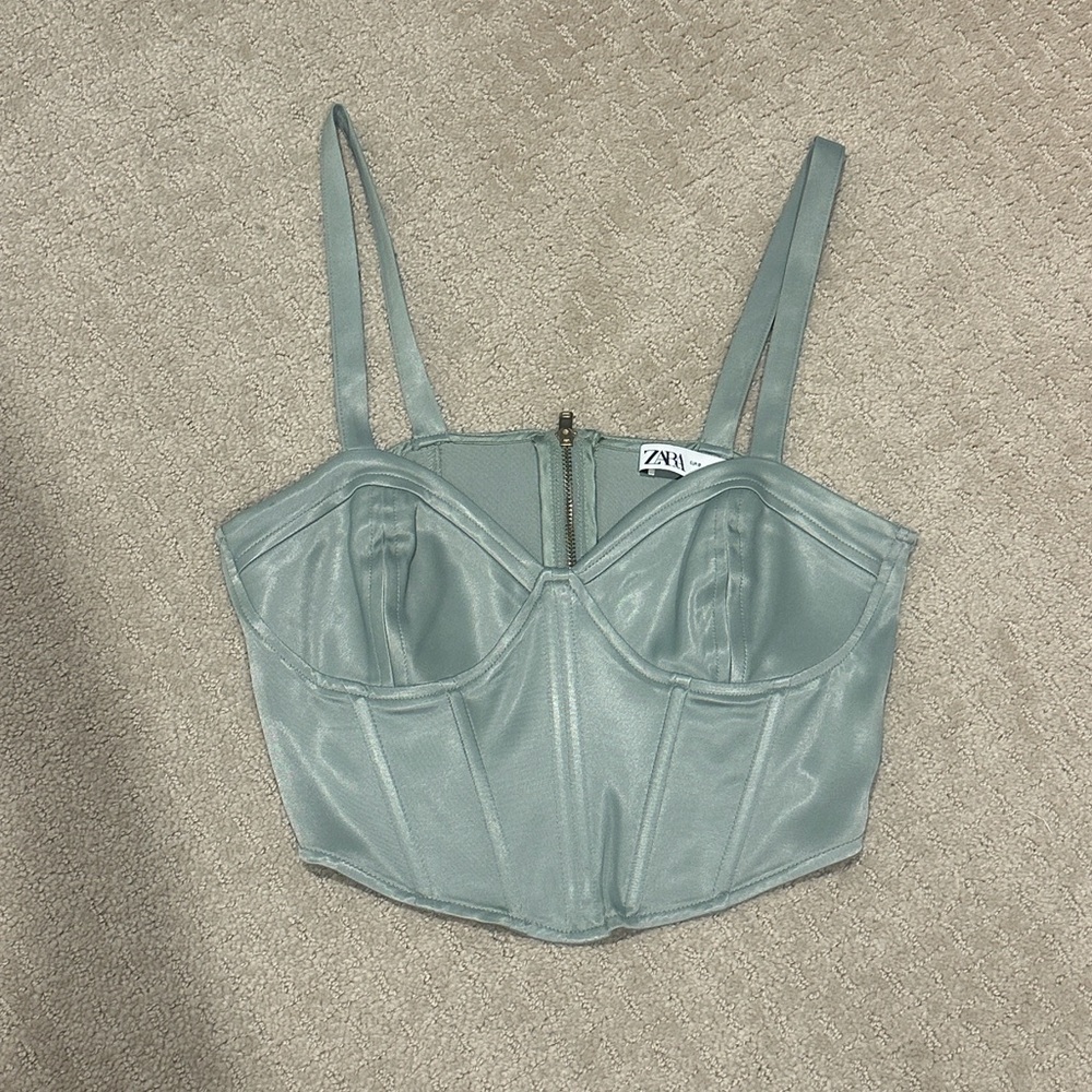 Zara Soft Green Satin Top